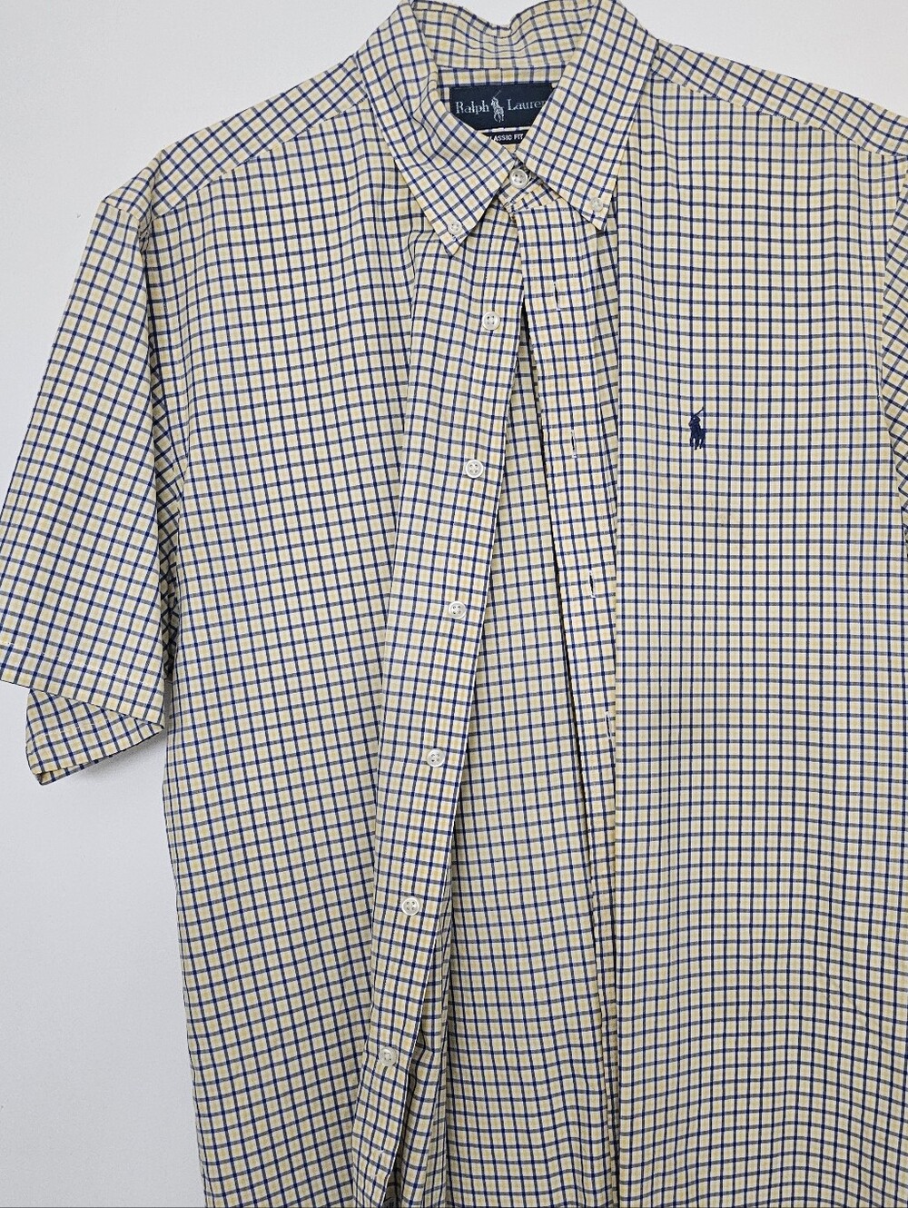 NWOT - Men's Ralph Lauren Short-Sleeve Check Button-Down Shirt in Blue & Yellow